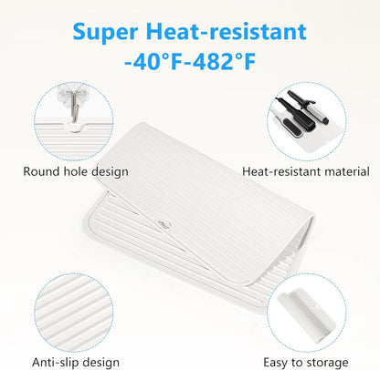 Large Heat Resistant Silicone Mat for Hair Tools: Curling Iron, Flat Iron, Hair Straightener - Portable Hair Styling Pad Cover