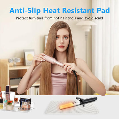 Large Heat Resistant Silicone Mat for Hair Tools: Curling Iron, Flat Iron, Hair Straightener - Portable Hair Styling Pad Cover