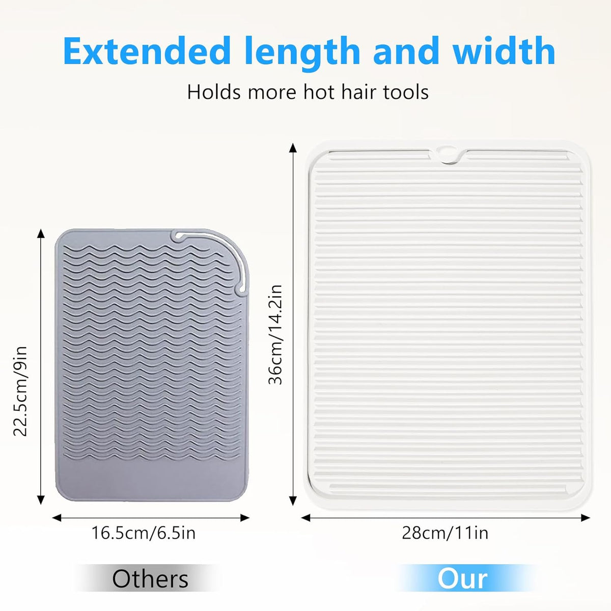 Large Heat Resistant Silicone Mat for Hair Tools: Curling Iron, Flat Iron, Hair Straightener - Portable Hair Styling Pad Cover
