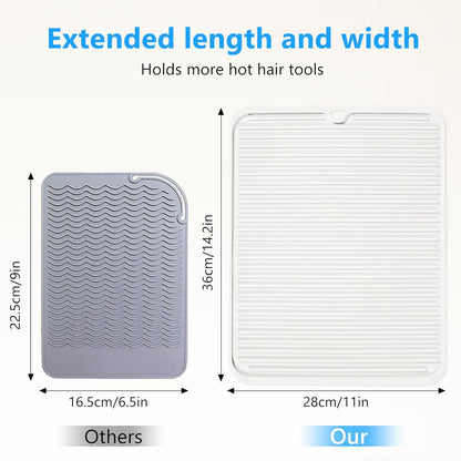 Large Heat Resistant Silicone Mat for Hair Tools: Curling Iron, Flat Iron, Hair Straightener - Portable Hair Styling Pad Cover