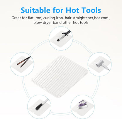 Large Heat Resistant Silicone Mat for Hair Tools: Curling Iron, Flat Iron, Hair Straightener - Portable Hair Styling Pad Cover