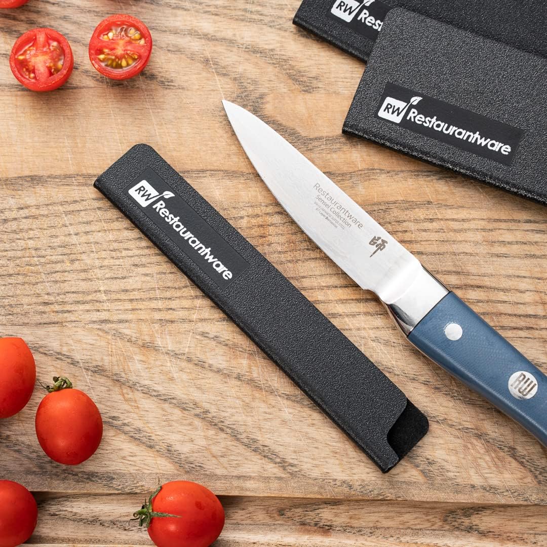 Sensei 6 x 1 Inch Knife Sleeve, 1 Knife Protector - Fits Steak Knife, Felt Lining, Black Plastic Knife Blade Guard, Durable, Cut-Proof