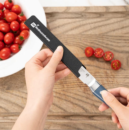 Sensei 6 x 1 Inch Knife Sleeve, 1 Knife Protector - Fits Steak Knife, Felt Lining, Black Plastic Knife Blade Guard, Durable, Cut-Proof