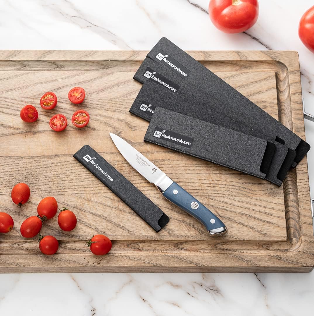 Sensei 6 x 1 Inch Knife Sleeve, 1 Knife Protector - Fits Steak Knife, Felt Lining, Black Plastic Knife Blade Guard, Durable, Cut-Proof