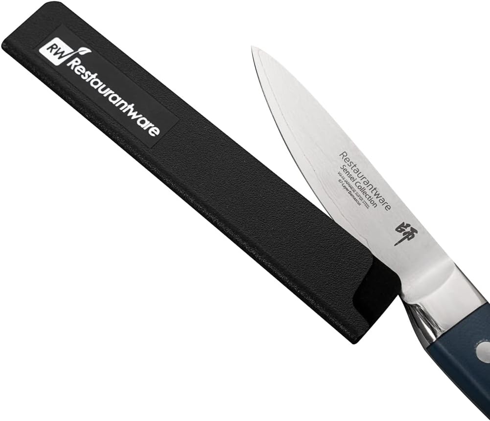 Sensei 6 x 1 Inch Knife Sleeve, 1 Knife Protector - Fits Steak Knife, Felt Lining, Black Plastic Knife Blade Guard, Durable, Cut-Proof