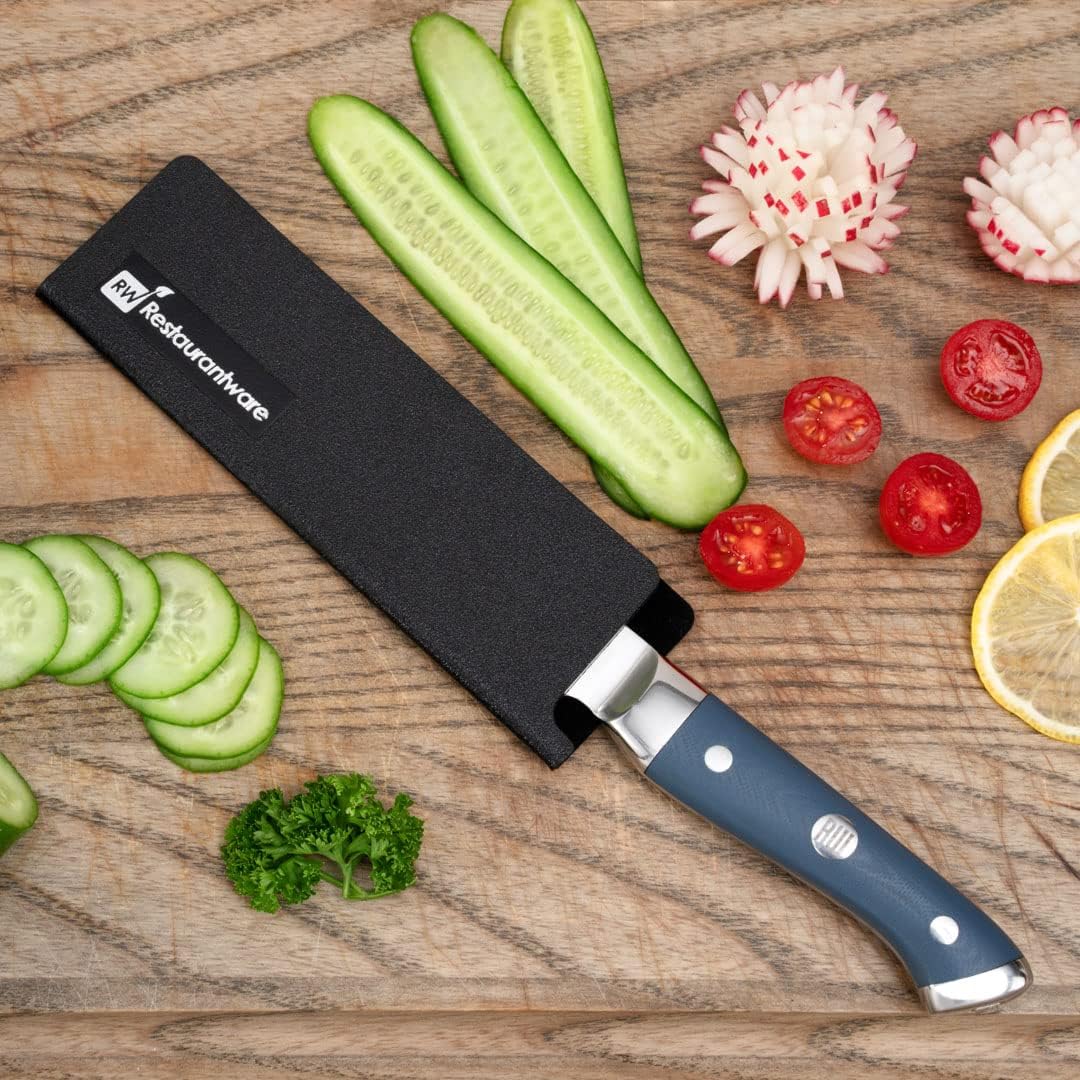 Sensei 6 x 1 Inch Knife Sleeve, 1 Knife Protector - Fits Steak Knife, Felt Lining, Black Plastic Knife Blade Guard, Durable, Cut-Proof