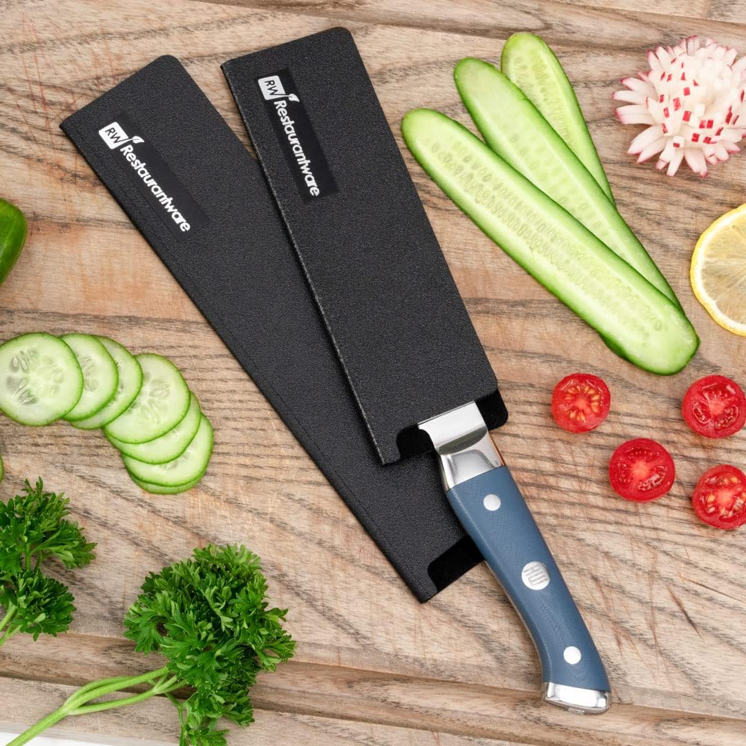 Sensei 6 x 1 Inch Knife Sleeve, 1 Knife Protector - Fits Steak Knife, Felt Lining, Black Plastic Knife Blade Guard, Durable, Cut-Proof