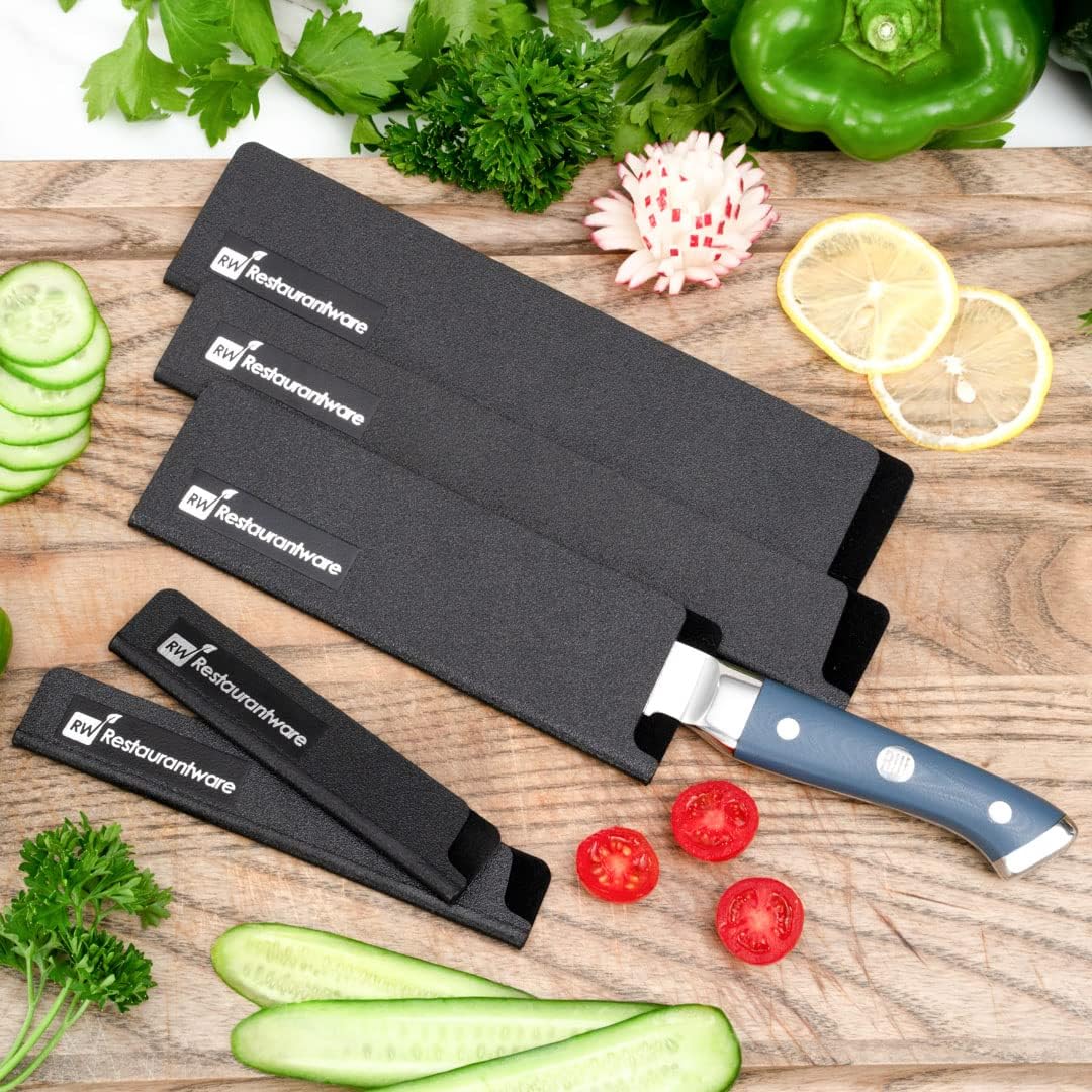 Sensei 6 x 1 Inch Knife Sleeve, 1 Knife Protector - Fits Steak Knife, Felt Lining, Black Plastic Knife Blade Guard, Durable, Cut-Proof