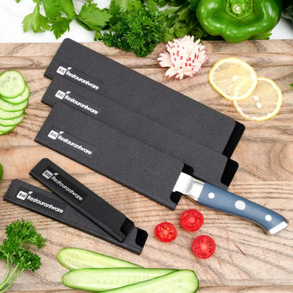 Sensei 6 x 1 Inch Knife Sleeve, 1 Knife Protector - Fits Steak Knife, Felt Lining, Black Plastic Knife Blade Guard, Durable, Cut-Proof