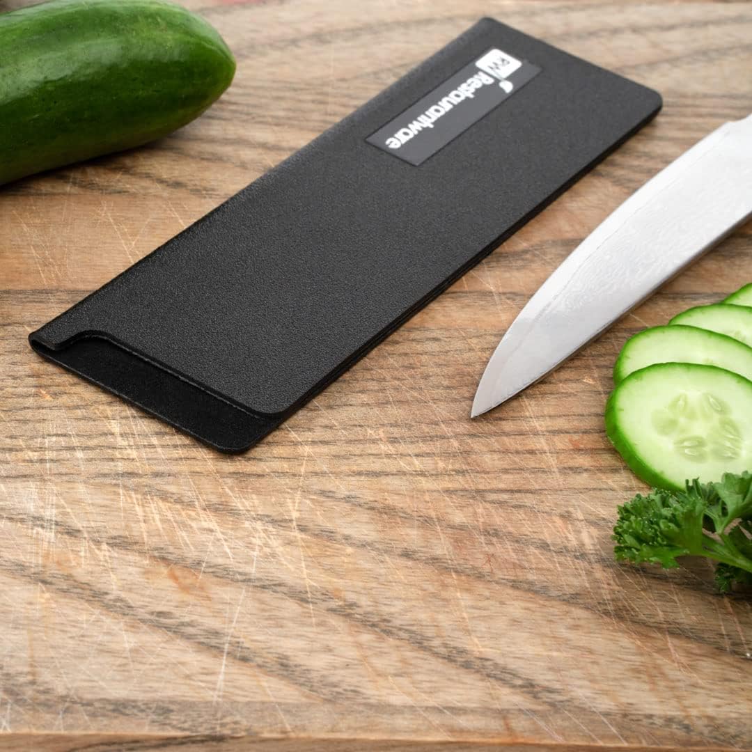 Sensei 6 x 1 Inch Knife Sleeve, 1 Knife Protector - Fits Steak Knife, Felt Lining, Black Plastic Knife Blade Guard, Durable, Cut-Proof