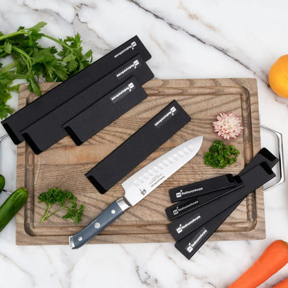 Sensei 6 x 1 Inch Knife Sleeve, 1 Knife Protector - Fits Steak Knife, Felt Lining, Black Plastic Knife Blade Guard, Durable, Cut-Proof