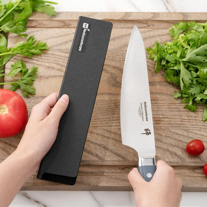 Sensei 6 x 1 Inch Knife Sleeve, 1 Knife Protector - Fits Steak Knife, Felt Lining, Black Plastic Knife Blade Guard, Durable, Cut-Proof