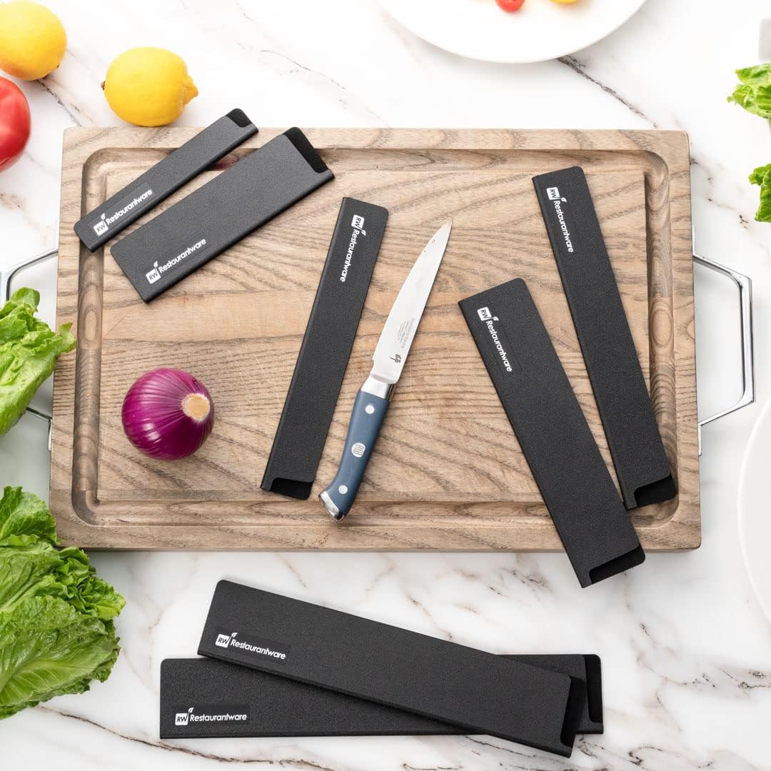 Sensei 6 x 1 Inch Knife Sleeve, 1 Knife Protector - Fits Steak Knife, Felt Lining, Black Plastic Knife Blade Guard, Durable, Cut-Proof