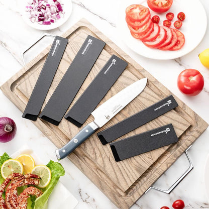 Sensei 6 x 1 Inch Knife Sleeve, 1 Knife Protector - Fits Steak Knife, Felt Lining, Black Plastic Knife Blade Guard, Durable, Cut-Proof