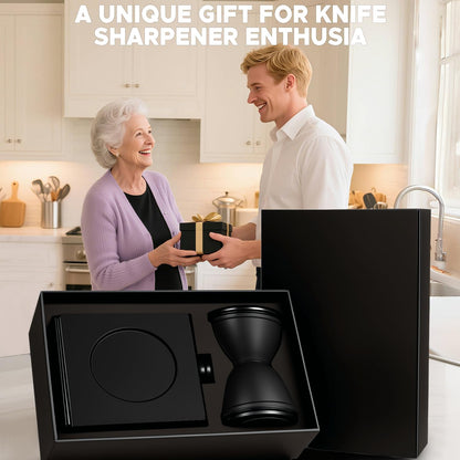 Knife Sharpener Kit, Diamond & Ceramic, 15° & 32° Angle, Black | Sharpener Kit with Diamonds and Ceramic Discs for Steel of Any Hardness, 15 and 32 Magnetic Angle, Ideal Gift, Black