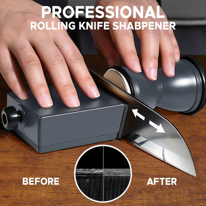 Knife Sharpener Kit, Diamond & Ceramic, 15° & 32° Angle, Black | Sharpener Kit with Diamonds and Ceramic Discs for Steel of Any Hardness, 15 and 32 Magnetic Angle, Ideal Gift, Black