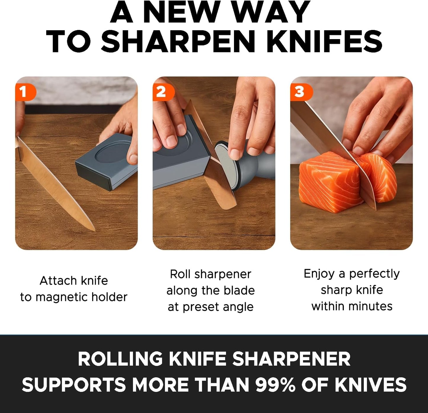 Knife Sharpener Kit, Diamond & Ceramic, 15° & 32° Angle, Black | Sharpener Kit with Diamonds and Ceramic Discs for Steel of Any Hardness, 15 and 32 Magnetic Angle, Ideal Gift, Black