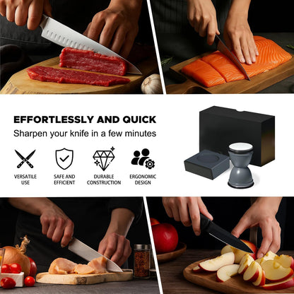 Knife Sharpener Kit, Diamond & Ceramic, 15° & 32° Angle, Black | Sharpener Kit with Diamonds and Ceramic Discs for Steel of Any Hardness, 15 and 32 Magnetic Angle, Ideal Gift, Black
