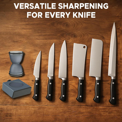 Knife Sharpener Kit, Diamond & Ceramic, 15° & 32° Angle, Black | Sharpener Kit with Diamonds and Ceramic Discs for Steel of Any Hardness, 15 and 32 Magnetic Angle, Ideal Gift, Black