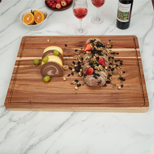 24 x 18 In Acacia Cutting Boardfor Kitchen, XXL Extra Large Charcuterie Cheese Platter Serving Tray, Food Prep and Serving Boards, Chopping Boards for Meal Vegetables and Cheese