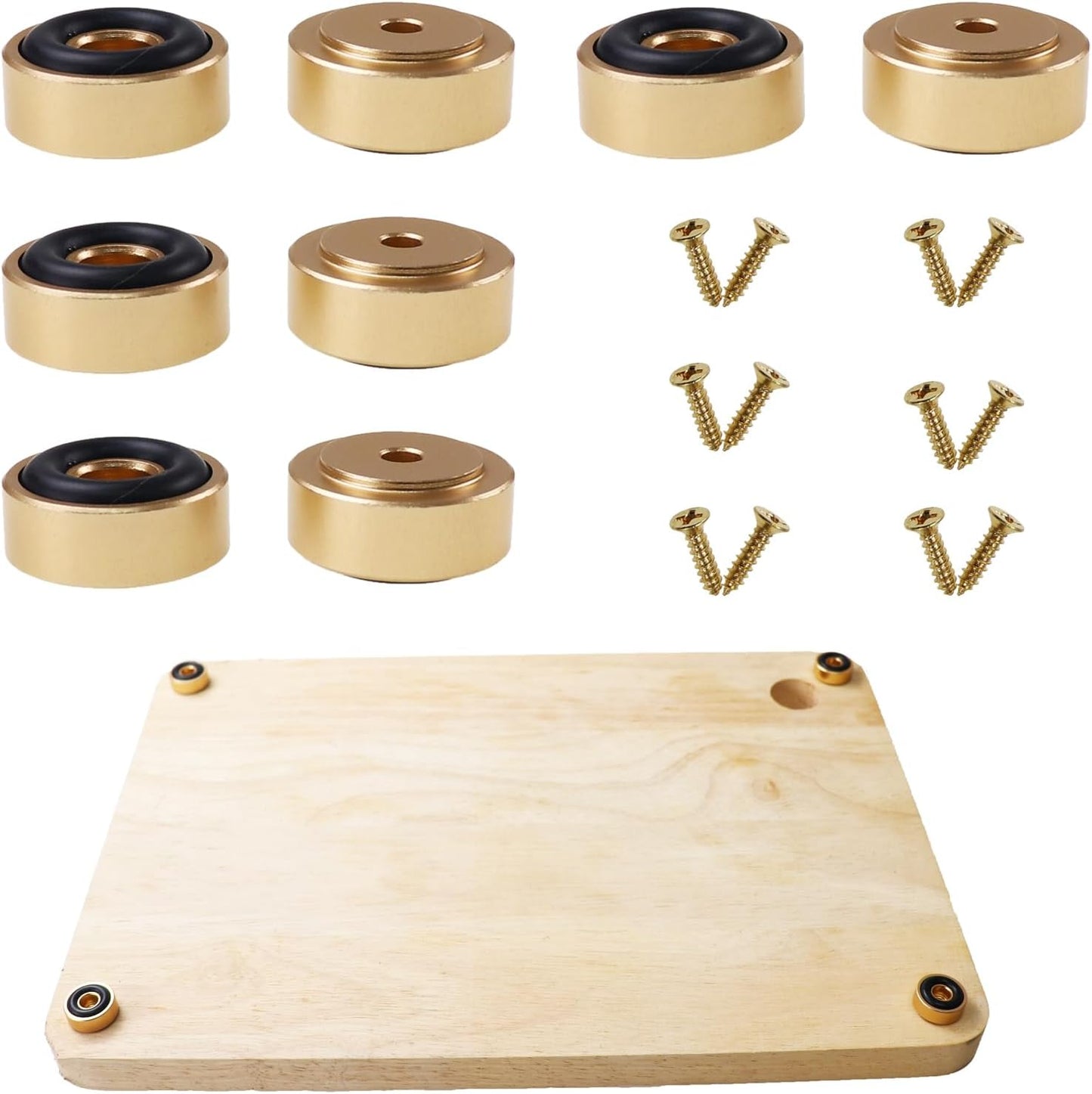 Pallet Metal Feet with Screws, 13/16" W x 3/8" H Butcher Block Non Slip Pads for Wood, Bamboo Cutting Board (Set of 8), Gold