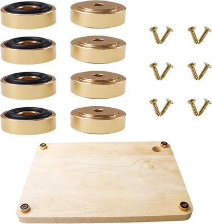 Pallet Metal Feet with Screws, 13/16" W x 3/8" H Butcher Block Non Slip Pads for Wood, Bamboo Cutting Board (Set of 8), Gold
