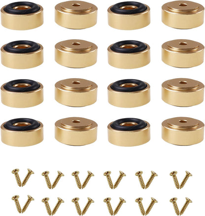 Pallet Metal Feet with Screws, 13/16" W x 3/8" H Butcher Block Non Slip Pads for Wood, Bamboo Cutting Board (Set of 8), Gold