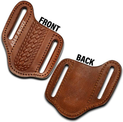 Leather Pocket Knife Sheath For Belt, Slanted Sheath, Tooled Leather Sheath, Beautiful Folding/Trapper Knife Cover 100% Real