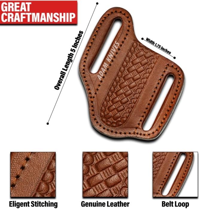 Leather Pocket Knife Sheath For Belt, Slanted Sheath, Tooled Leather Sheath, Beautiful Folding/Trapper Knife Cover 100% Real