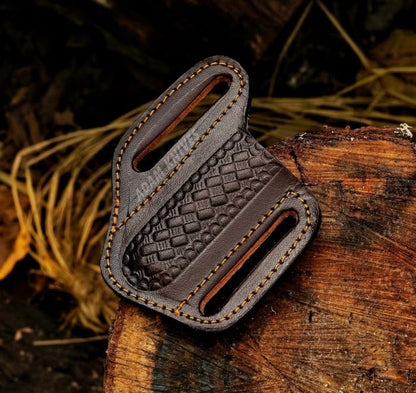 Leather Pocket Knife Sheath For Belt, Slanted Sheath, Tooled Leather Sheath, Beautiful Folding/Trapper Knife Cover 100% Real