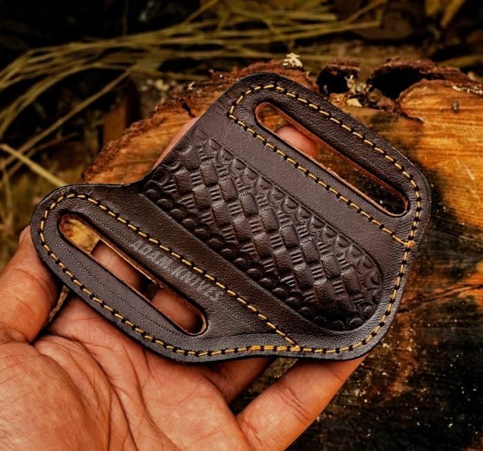 Leather Pocket Knife Sheath For Belt, Slanted Sheath, Tooled Leather Sheath, Beautiful Folding/Trapper Knife Cover 100% Real