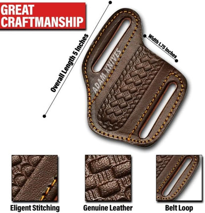 Leather Pocket Knife Sheath For Belt, Slanted Sheath, Tooled Leather Sheath, Beautiful Folding/Trapper Knife Cover 100% Real