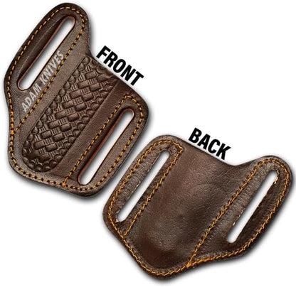 Leather Pocket Knife Sheath For Belt, Slanted Sheath, Tooled Leather Sheath, Beautiful Folding/Trapper Knife Cover 100% Real