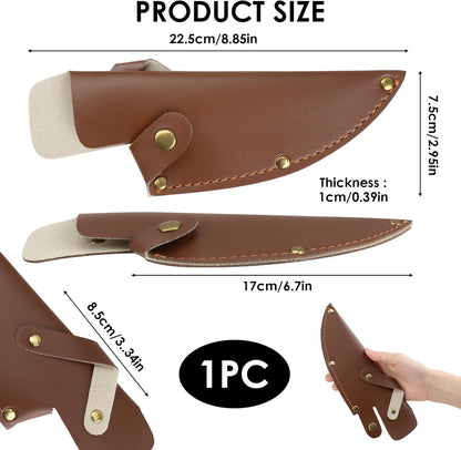 6 Inch PU Leather Knife Sheath, Japanese Knife Cover for Matsato Huusk Knives, Professional Chef Kitchen Knives Protector, Hunting Outdoor Camping Gear for Men Women Suitable for Knives with Blade Lengths of 6in/15.24cm or Less