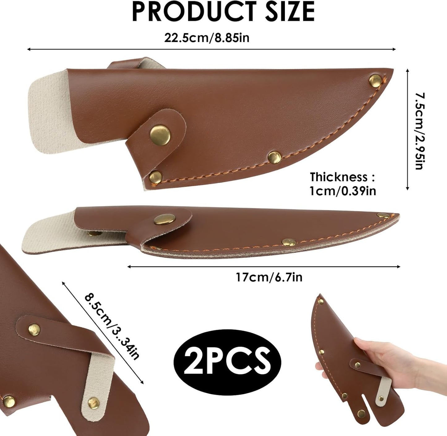6 Inch PU Leather Knife Sheath, Japanese Knife Cover for Matsato Huusk Knives, Professional Chef Kitchen Knives Protector, Hunting Outdoor Camping Gear for Men Women Suitable for Knives with Blade Lengths of 6in/15.24cm or Less