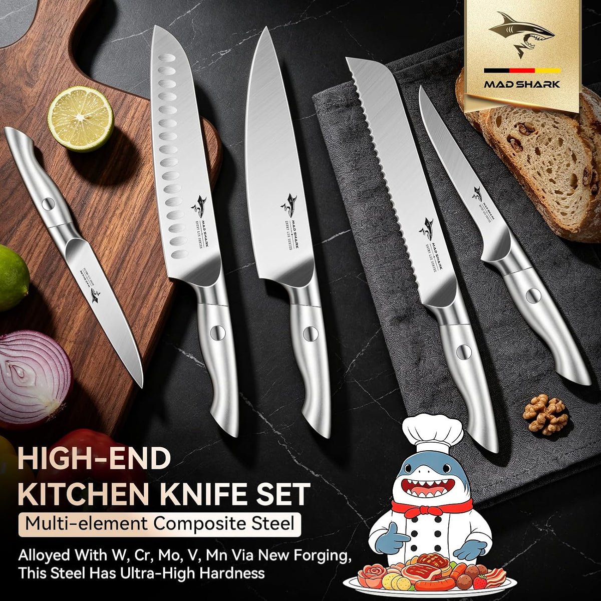 Kitchen Knife Set,5PCS High Carbon Stainless Steel Chef Knife Set