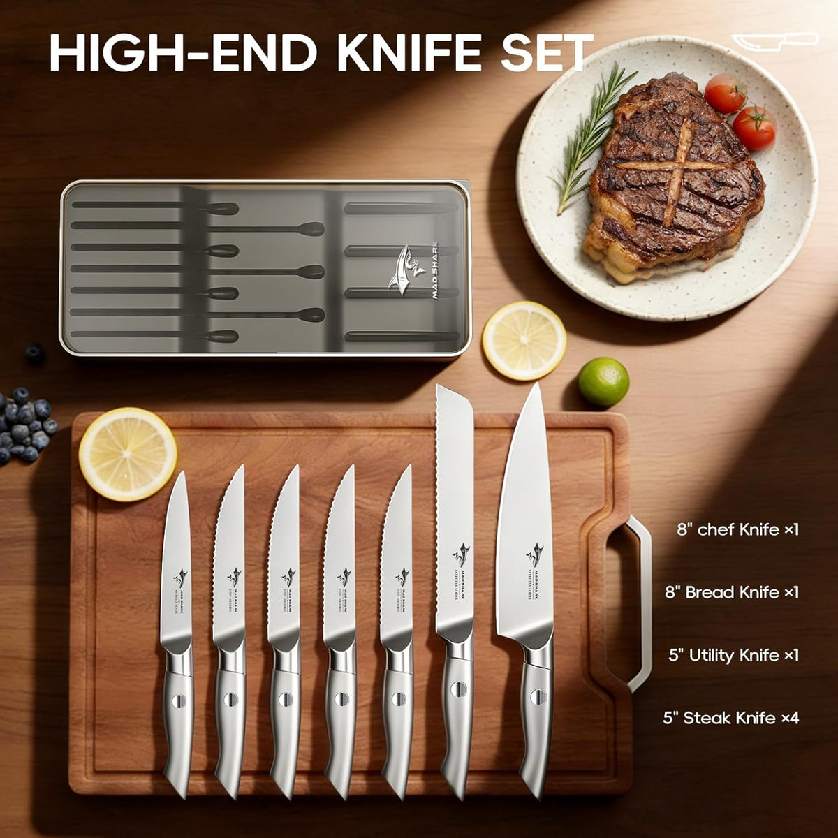 Kitchen Knife Set,5PCS High Carbon Stainless Steel Chef Knife Set
