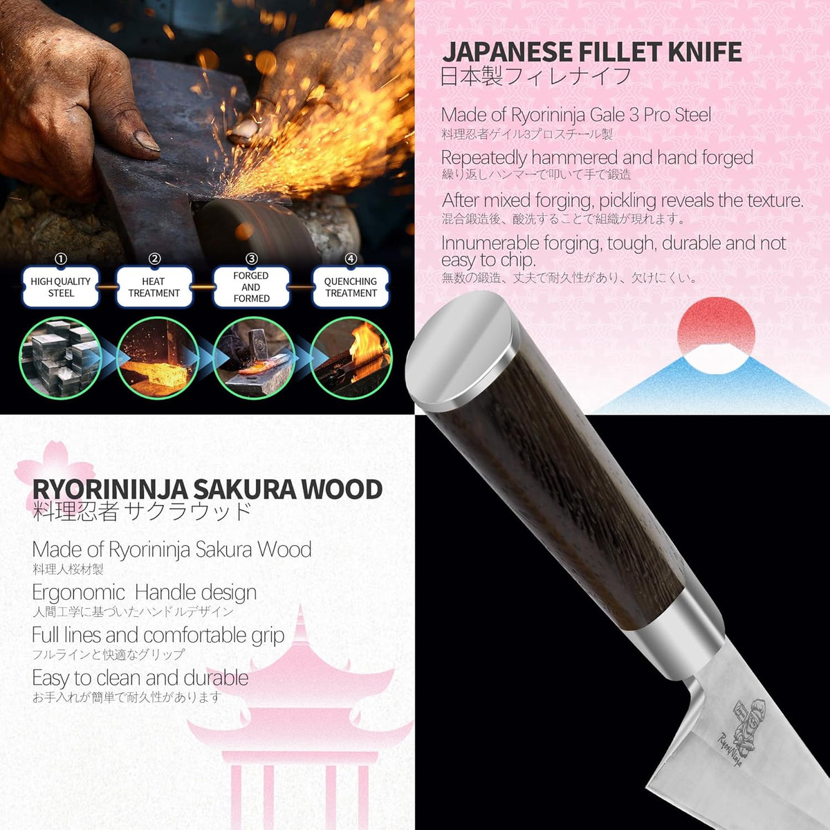 Dexter Fish Fillet Knife 8.5 inch Japanese Steel Honesuki, Professional stainless Steel Kitchen Chef Boing Knife for cooking with Gift Box for Men and Women (8.5" Fillet)