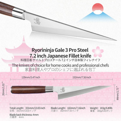 Dexter Fish Fillet Knife 8.5 inch Japanese Steel Honesuki, Professional stainless Steel Kitchen Chef Boing Knife for cooking with Gift Box for Men and Women (8.5" Fillet)