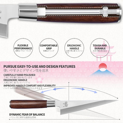 Dexter Fish Fillet Knife 8.5 inch Japanese Steel Honesuki, Professional stainless Steel Kitchen Chef Boing Knife for cooking with Gift Box for Men and Women (8.5" Fillet)
