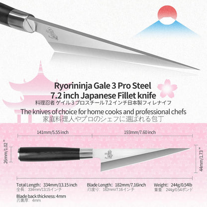 Dexter Fish Fillet Knife 8.5 inch Japanese Steel Honesuki, Professional stainless Steel Kitchen Chef Boing Knife for cooking with Gift Box for Men and Women (8.5" Fillet)