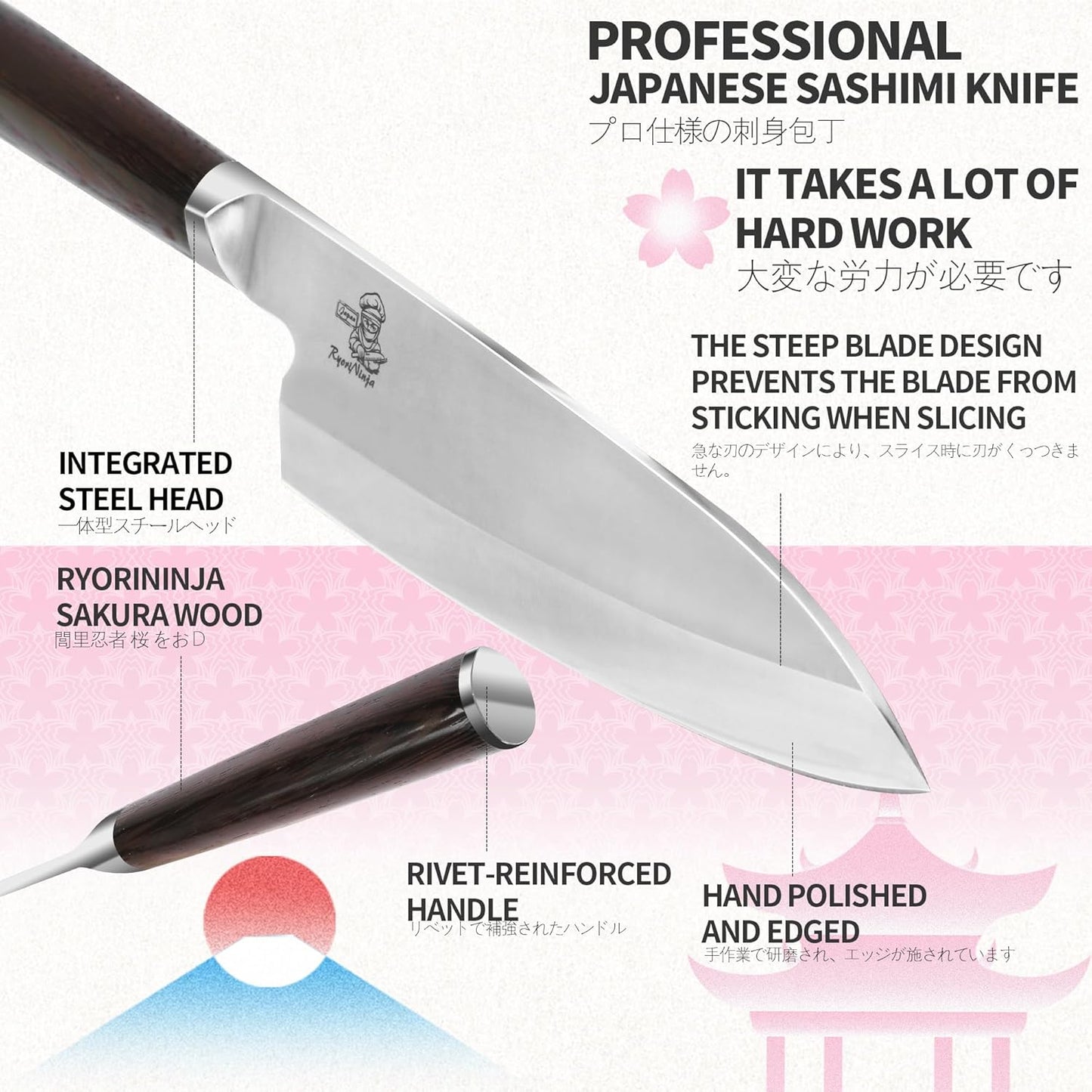 Dexter Fish Fillet Knife 8.5 inch Japanese Steel Honesuki, Professional stainless Steel Kitchen Chef Boing Knife for cooking with Gift Box for Men and Women (8.5" Fillet)