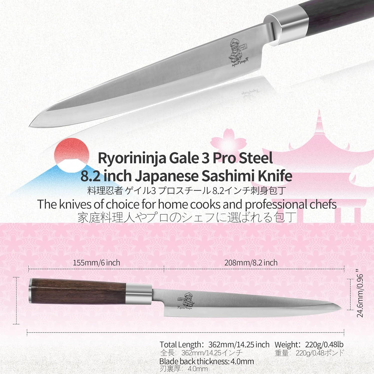 Dexter Fish Fillet Knife 8.5 inch Japanese Steel Honesuki, Professional stainless Steel Kitchen Chef Boing Knife for cooking with Gift Box for Men and Women (8.5" Fillet)