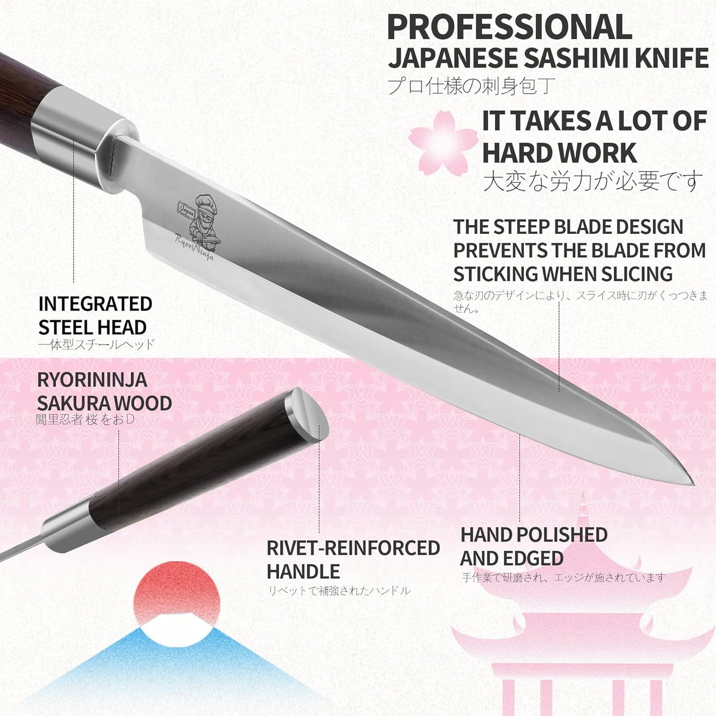 Dexter Fish Fillet Knife 8.5 inch Japanese Steel Honesuki, Professional stainless Steel Kitchen Chef Boing Knife for cooking with Gift Box for Men and Women (8.5" Fillet)