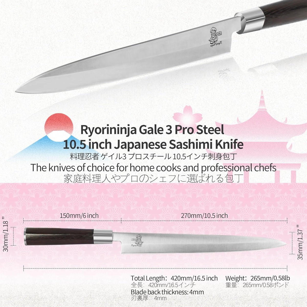Dexter Fish Fillet Knife 8.5 inch Japanese Steel Honesuki, Professional stainless Steel Kitchen Chef Boing Knife for cooking with Gift Box for Men and Women (8.5" Fillet)