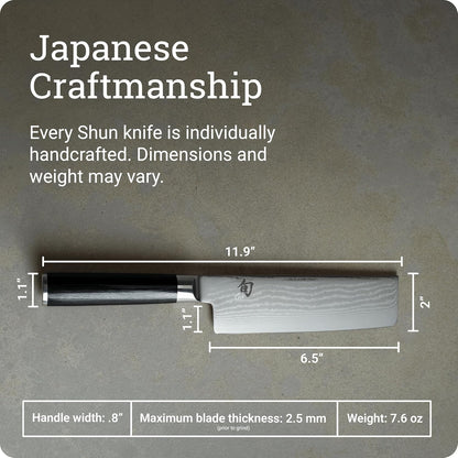 Classic 6.5" Nakiri Knife, Handcrafted Japanese Vegetable Knife, VG-MAX Core with Damascus Stainless Steel Cladding, Pakkawood Handle, Slicing Tool for Professional and Home Chefs