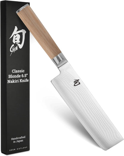 Classic 6.5" Nakiri Knife, Handcrafted Japanese Vegetable Knife, VG-MAX Core with Damascus Stainless Steel Cladding, Pakkawood Handle, Slicing Tool for Professional and Home Chefs