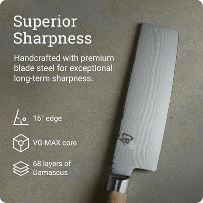 Classic 6.5" Nakiri Knife, Handcrafted Japanese Vegetable Knife, VG-MAX Core with Damascus Stainless Steel Cladding, Pakkawood Handle, Slicing Tool for Professional and Home Chefs