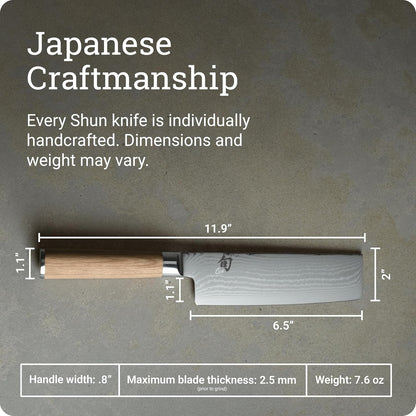 Classic 6.5" Nakiri Knife, Handcrafted Japanese Vegetable Knife, VG-MAX Core with Damascus Stainless Steel Cladding, Pakkawood Handle, Slicing Tool for Professional and Home Chefs