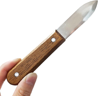 2.95 Inch Oyster Shucking Knife Stainless Steel Thickened Blade Oyster Knives Dark Brown Wooden Handle Non-Slip Oyster Shucker Tool Oysters Opener for Seafood Oysters Scallops Clams